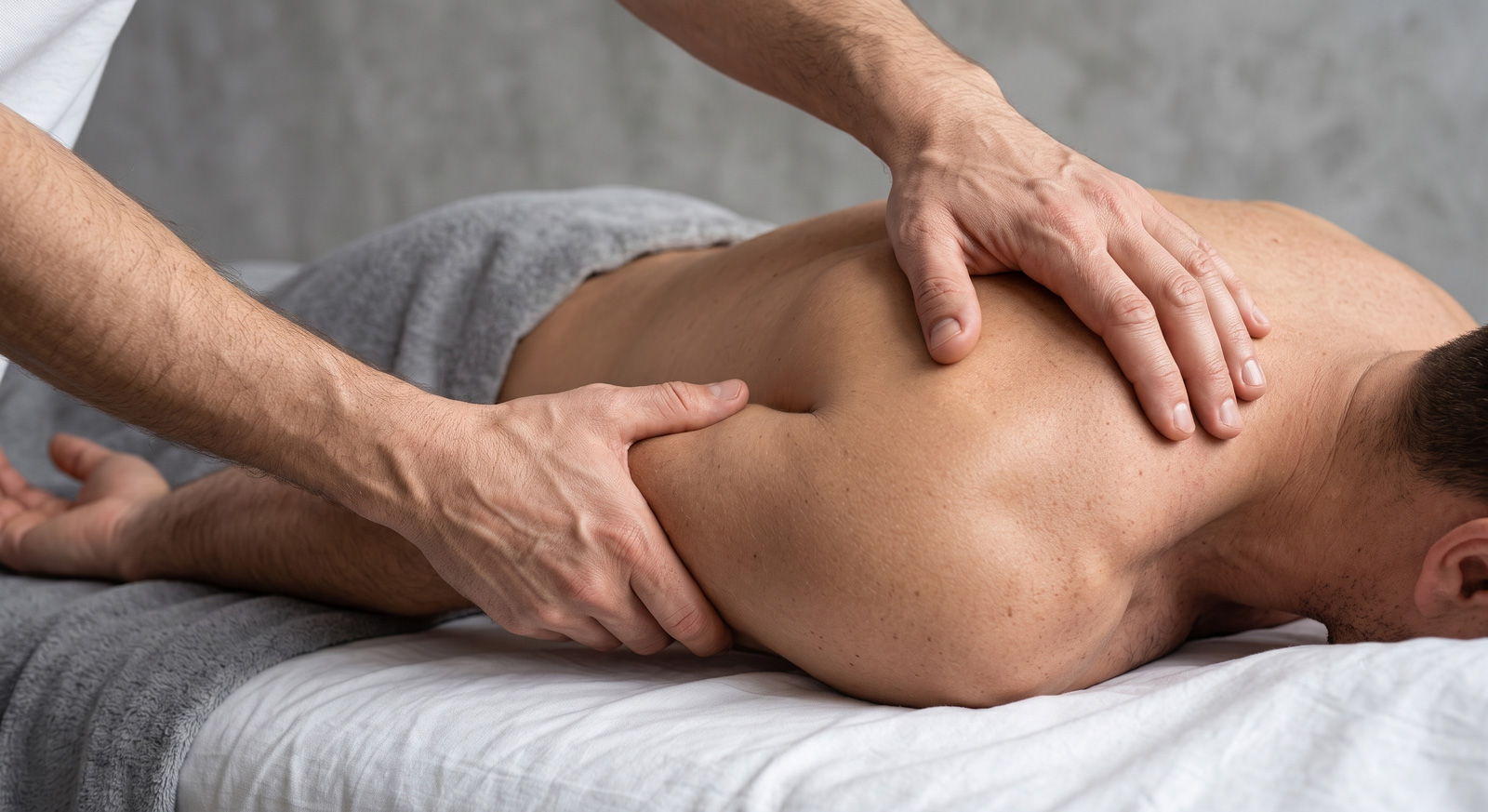 A PhysiCo City massage therapist treating a patient