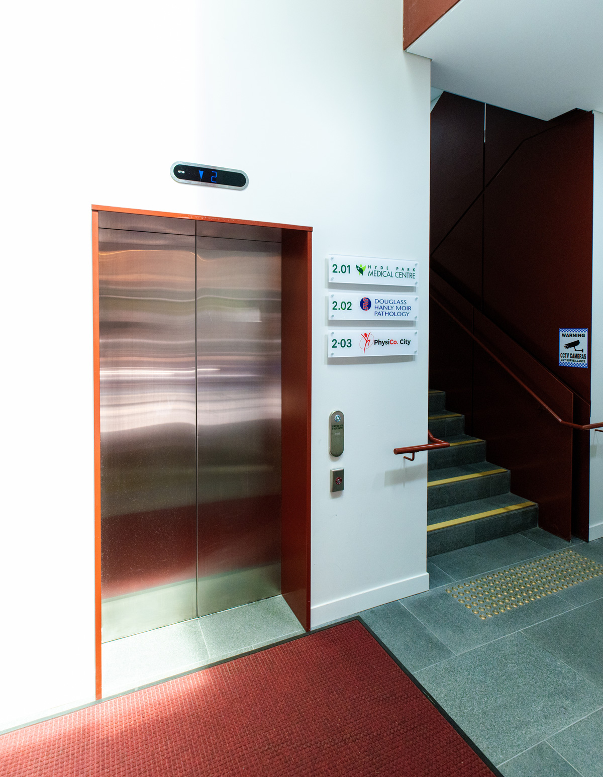 Lift access to PhysiCo City on Level 2 of the Gadigal Station Building